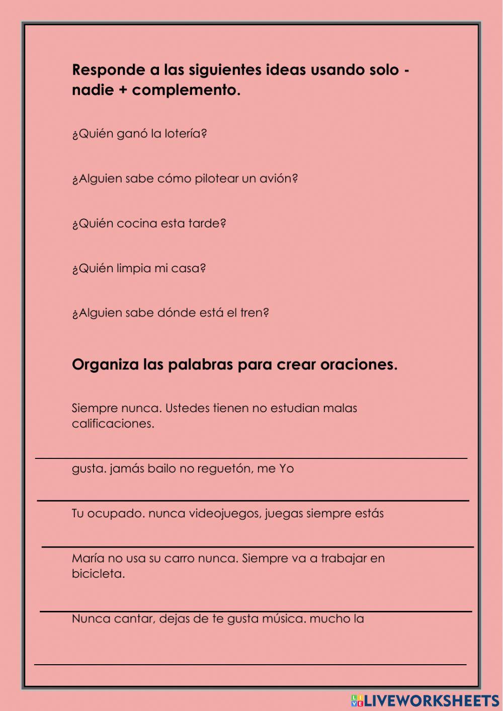 Frases negativas en español (negativos en español)