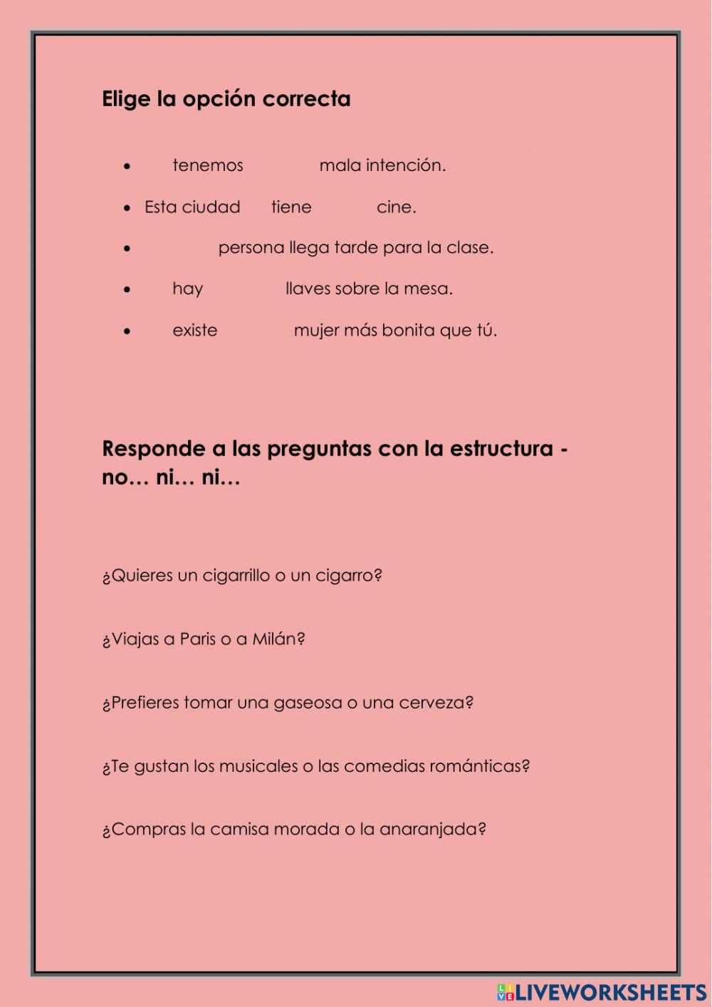 Frases negativas en español (negativos en español)