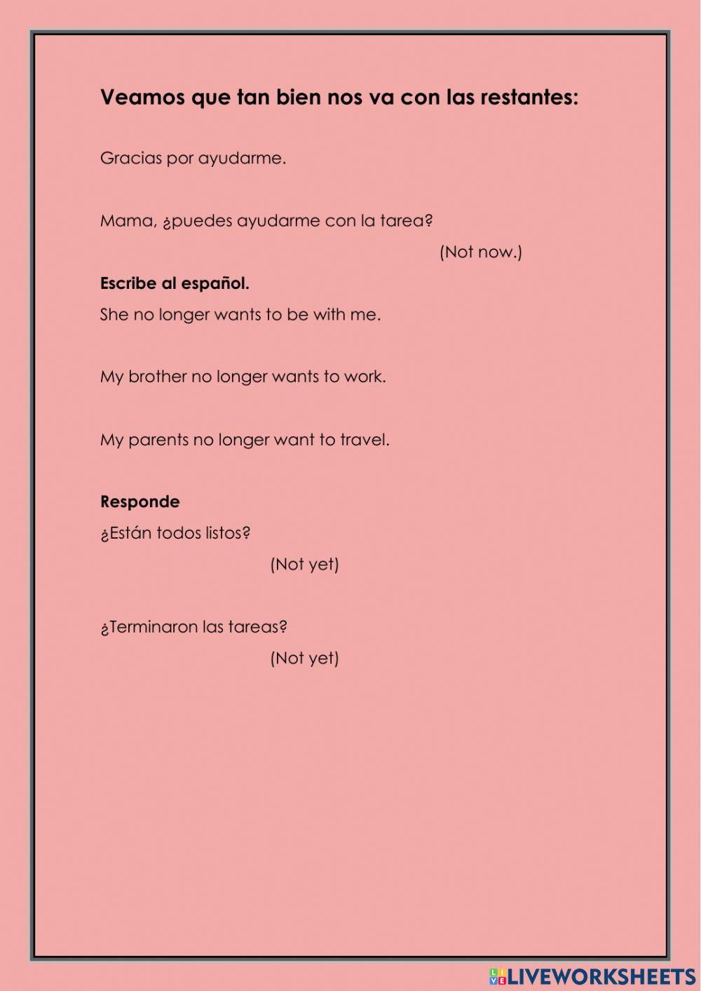 Frases negativas en español (negativos en español)