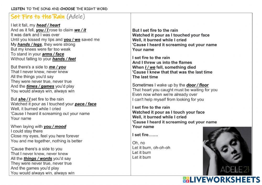 Song - Adele 'Set Fire to the Rain'