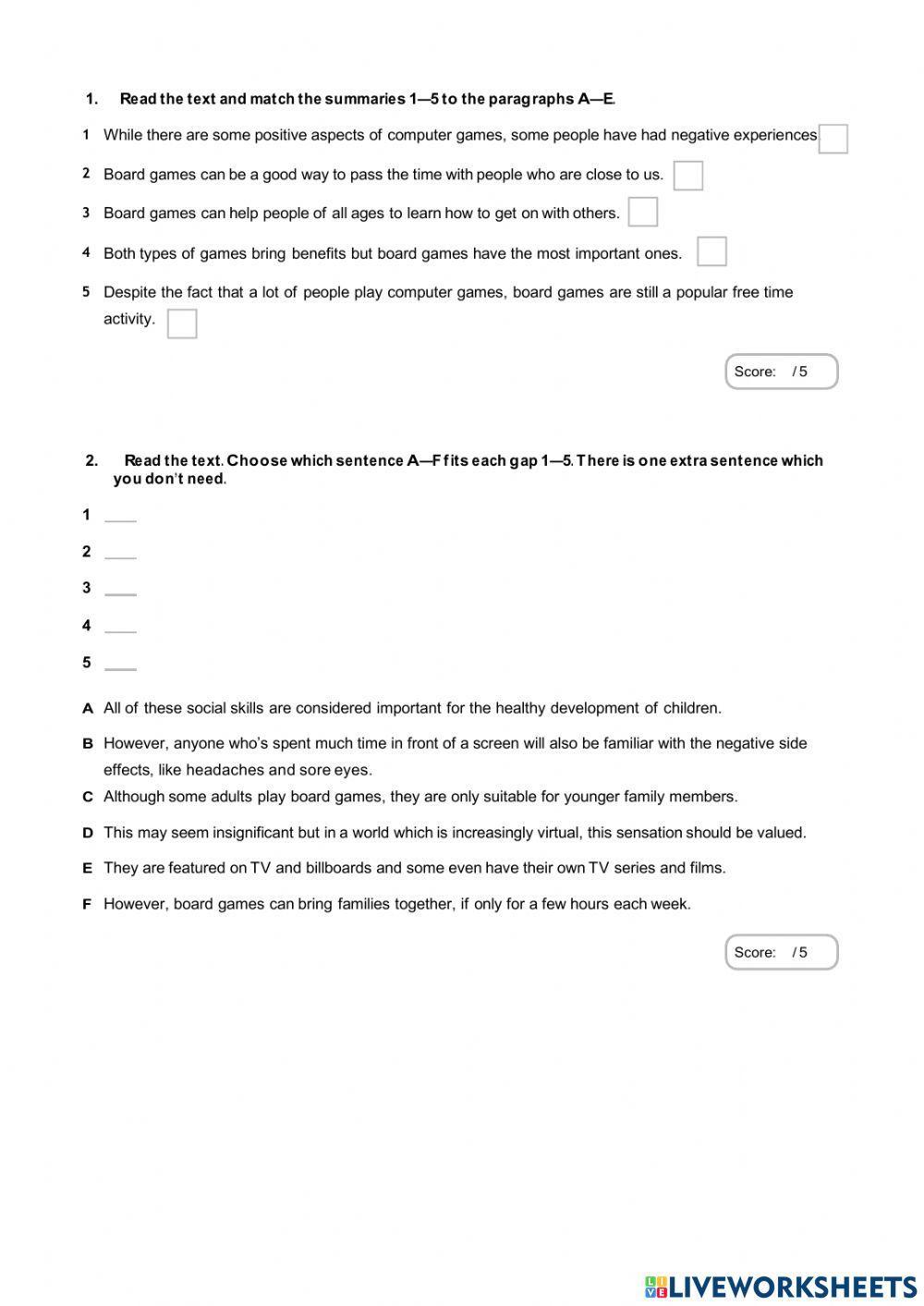 Reading - Optimise mid term test