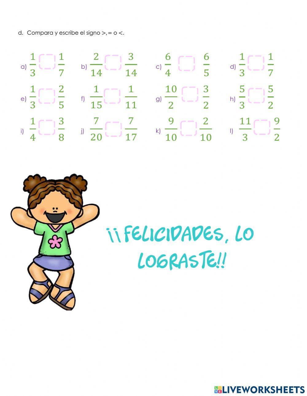 Comparación de fracciones