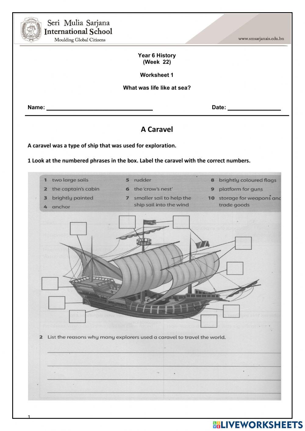 Year 6 History Worksheet Week 22