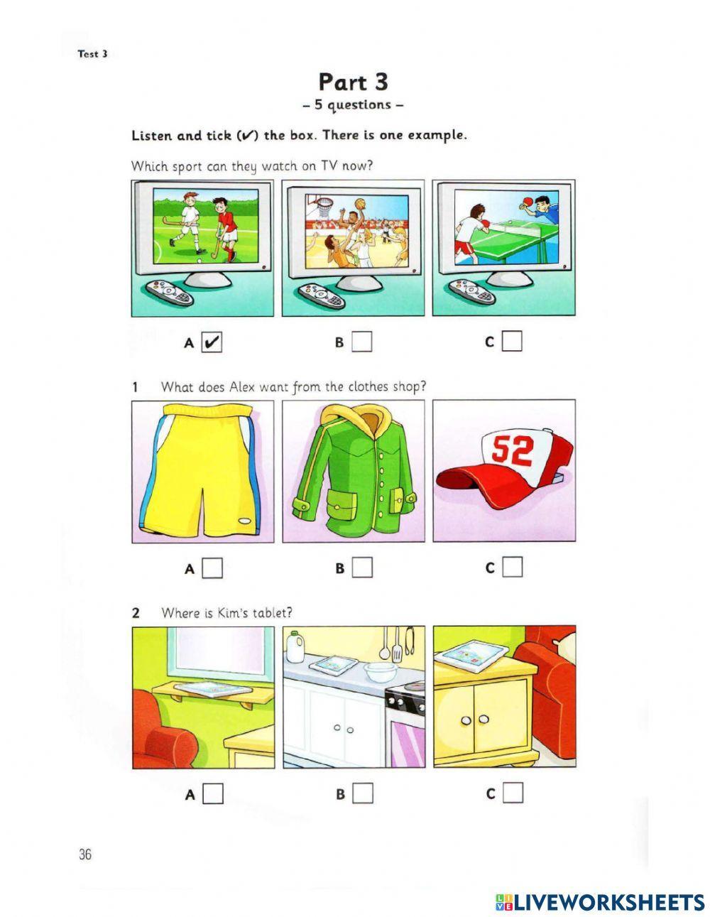 Starter 2 (2018) - Test 3 - Listening