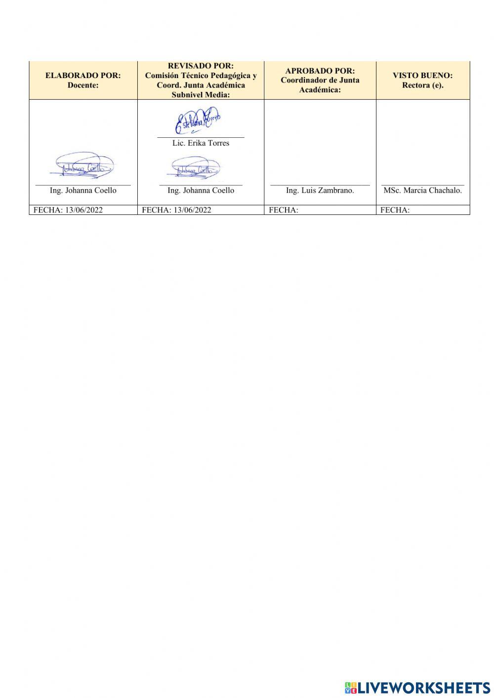 Evaluación 2do Quimestre