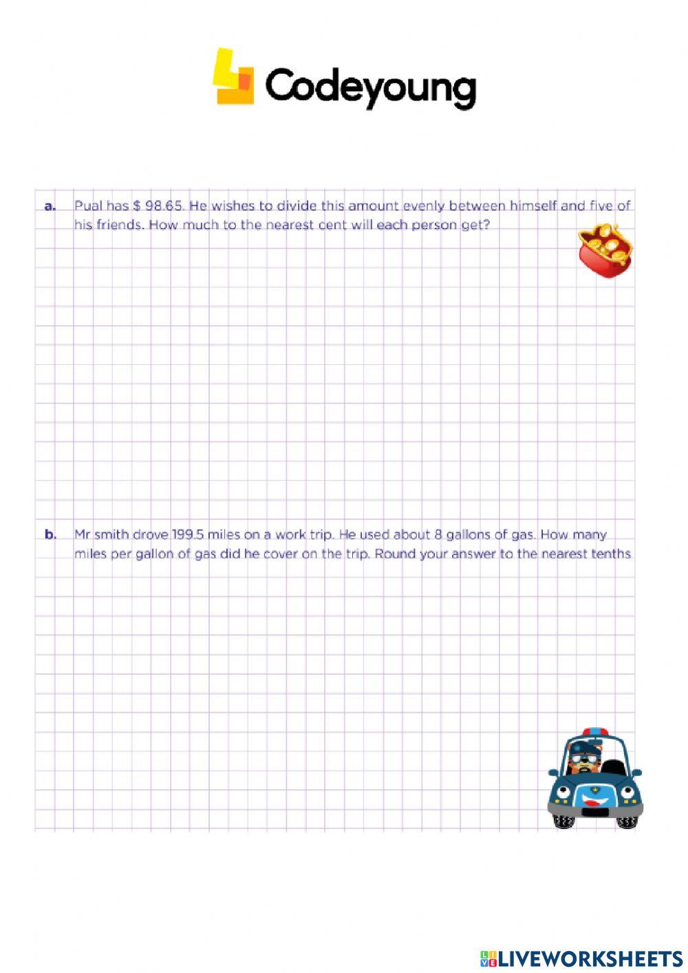 Division of Decimals Application