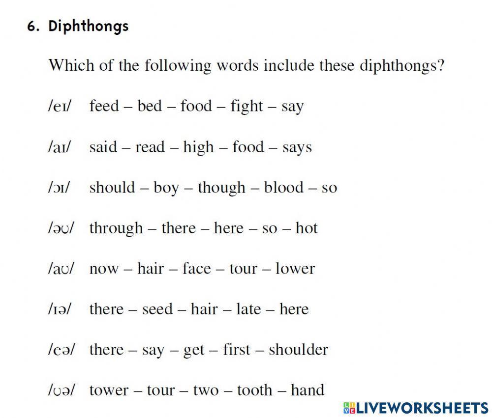 Phonetics diphthongs