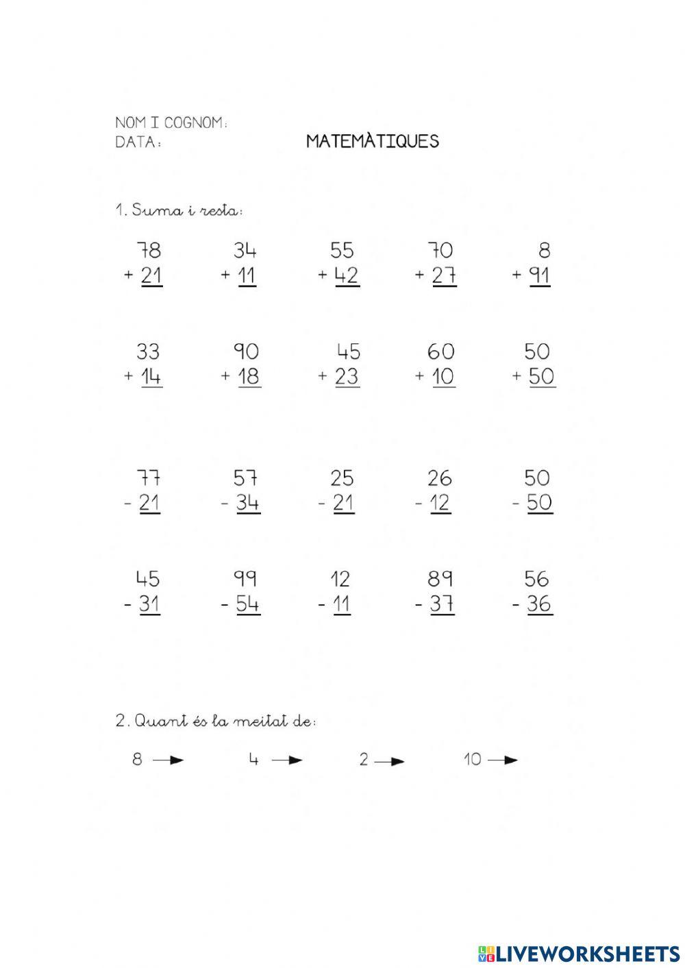 Sumes i restes Cicle inicial