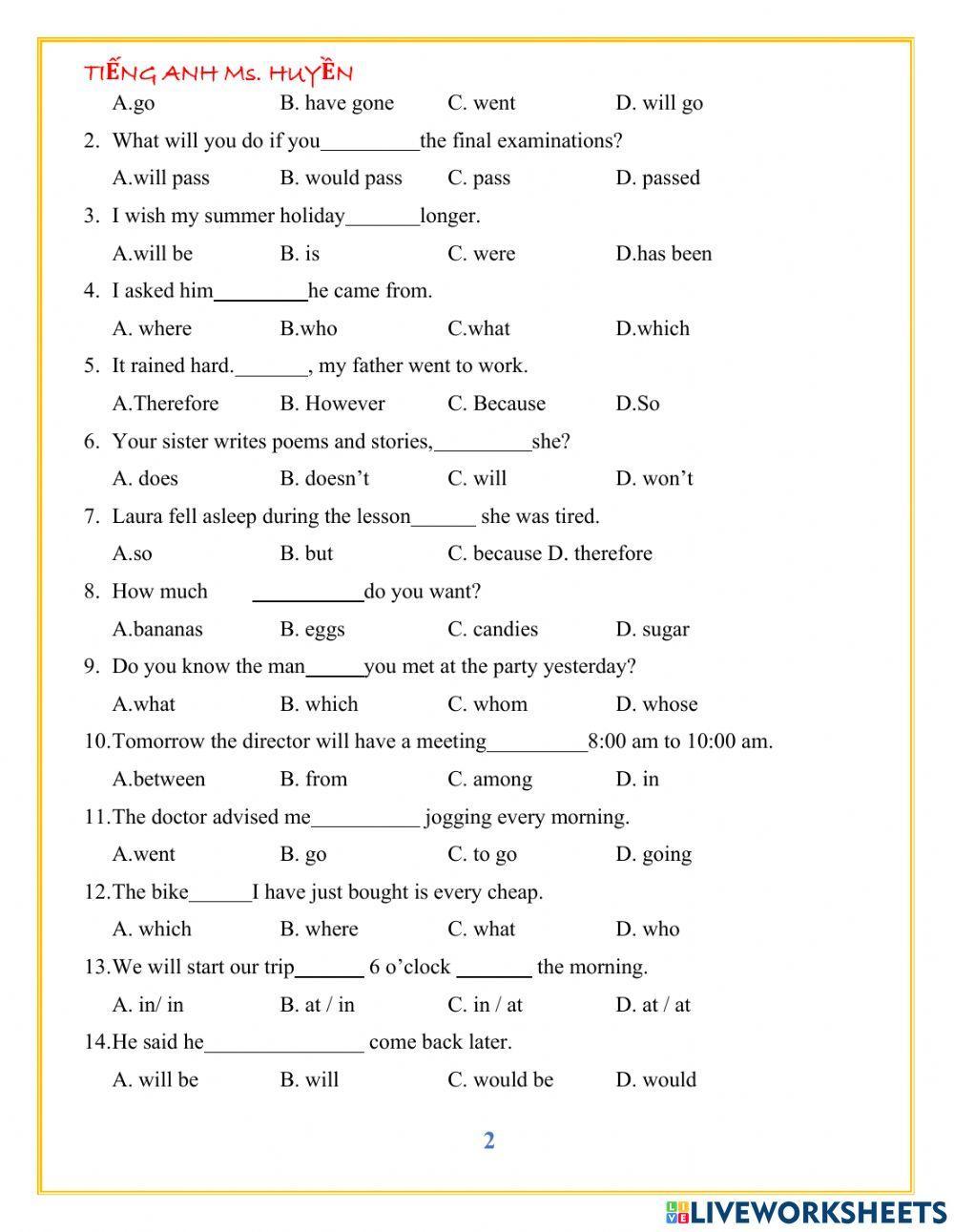 E8. unit 1. test yourself
