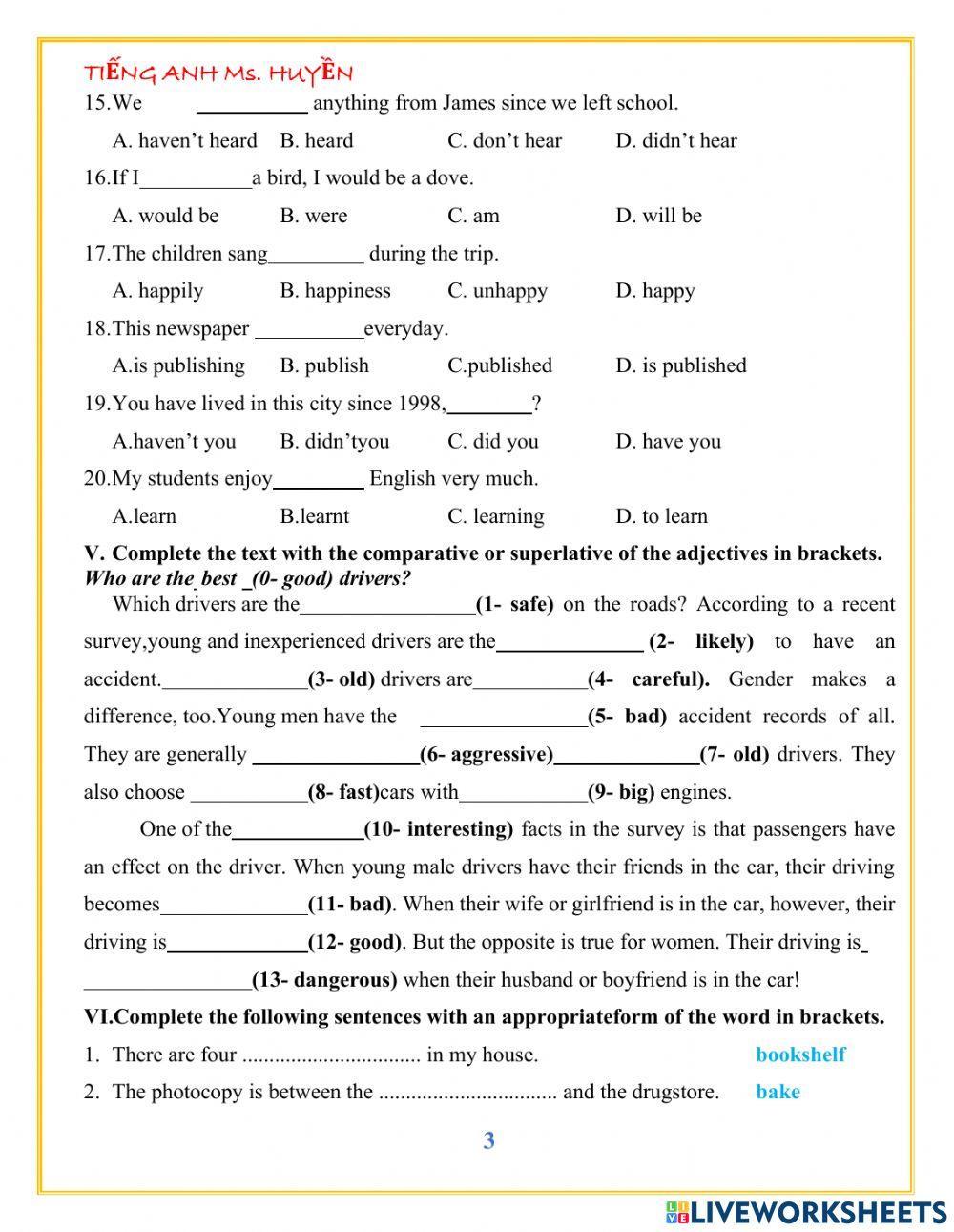 E8. unit 1. test yourself