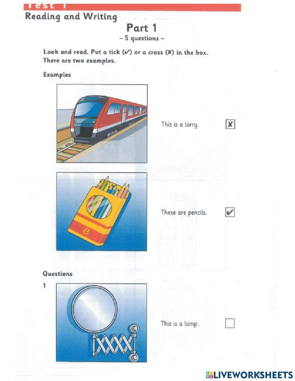 Starter 3 (2018) - Test 1 - Reading and writing