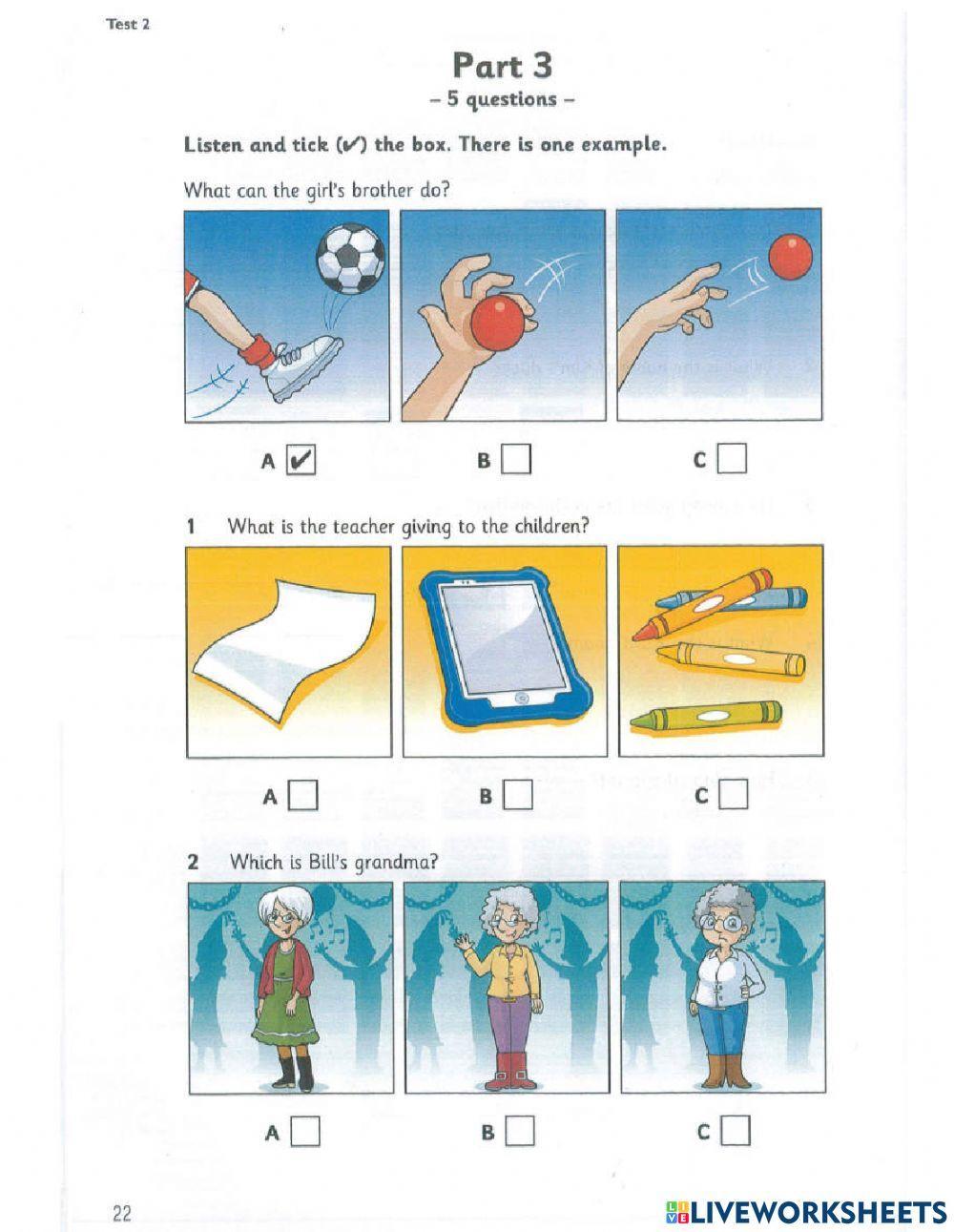 Starter 3 (2018) - Test 2 - Listening