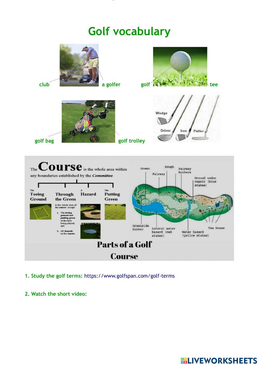 Golf interactive worksheet | Live Worksheets