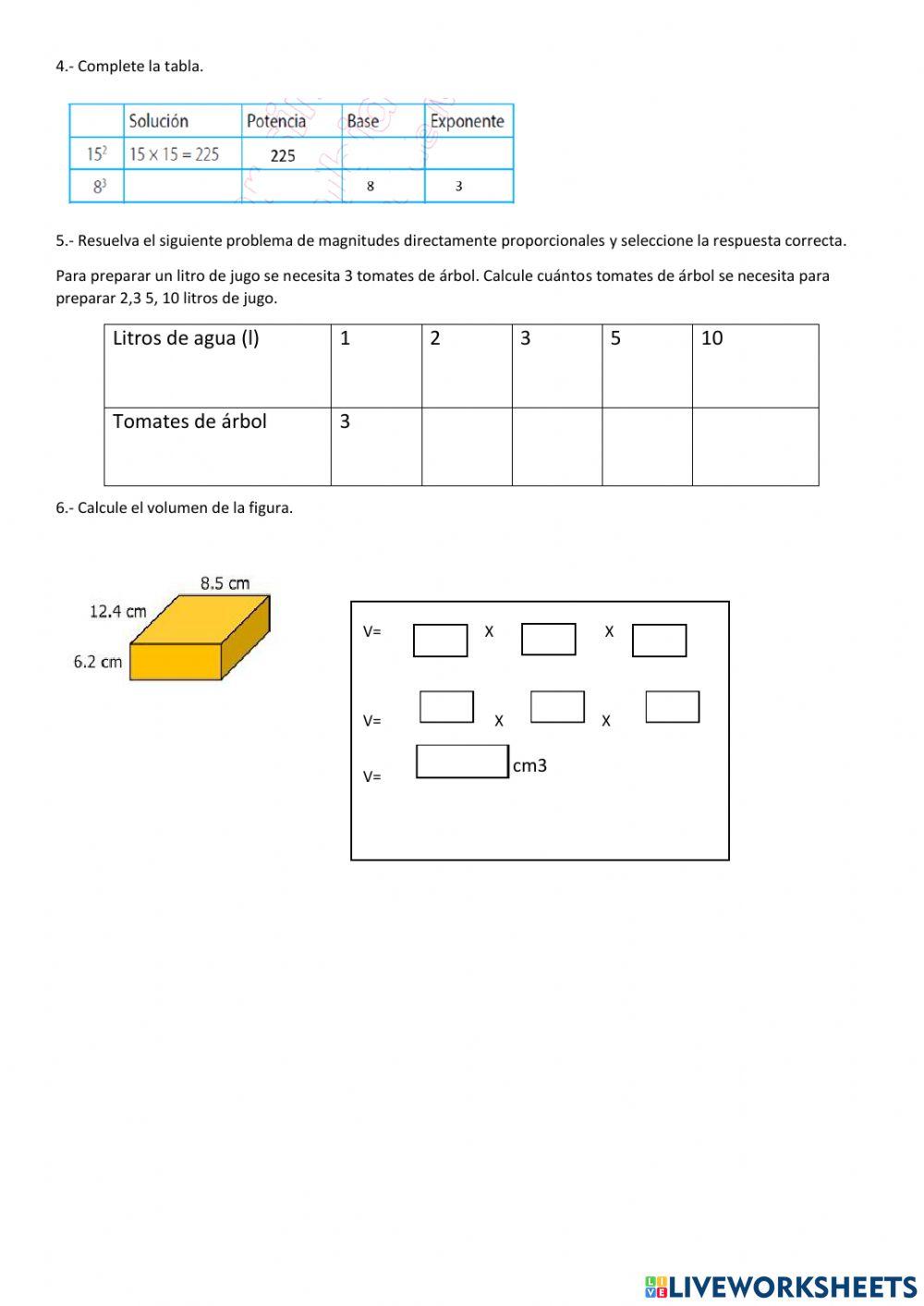 Evaluacion de matemática