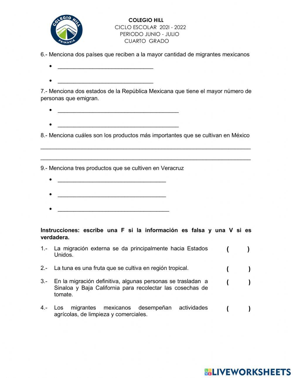 Examen mensual geografia