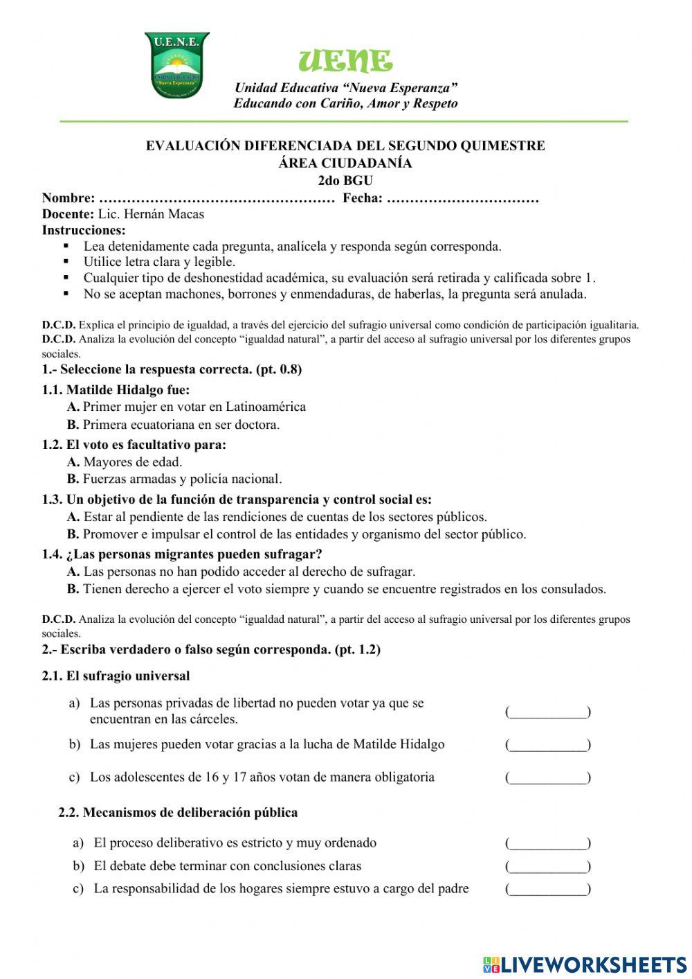 Ciudadanía Diferenciada 2do BGU