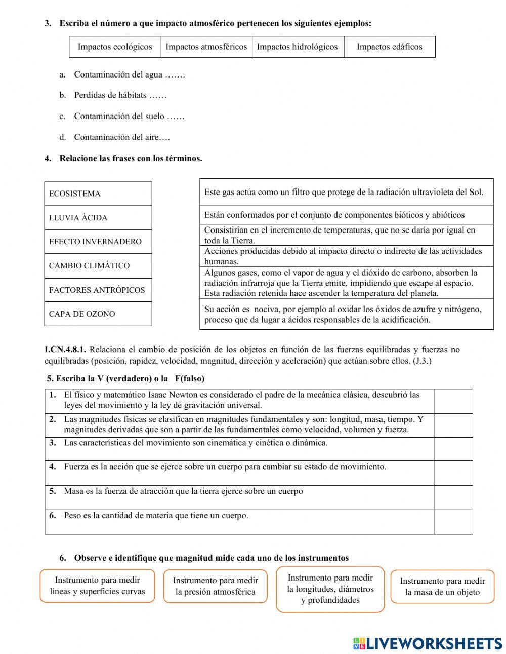 Examen quimestral noveno