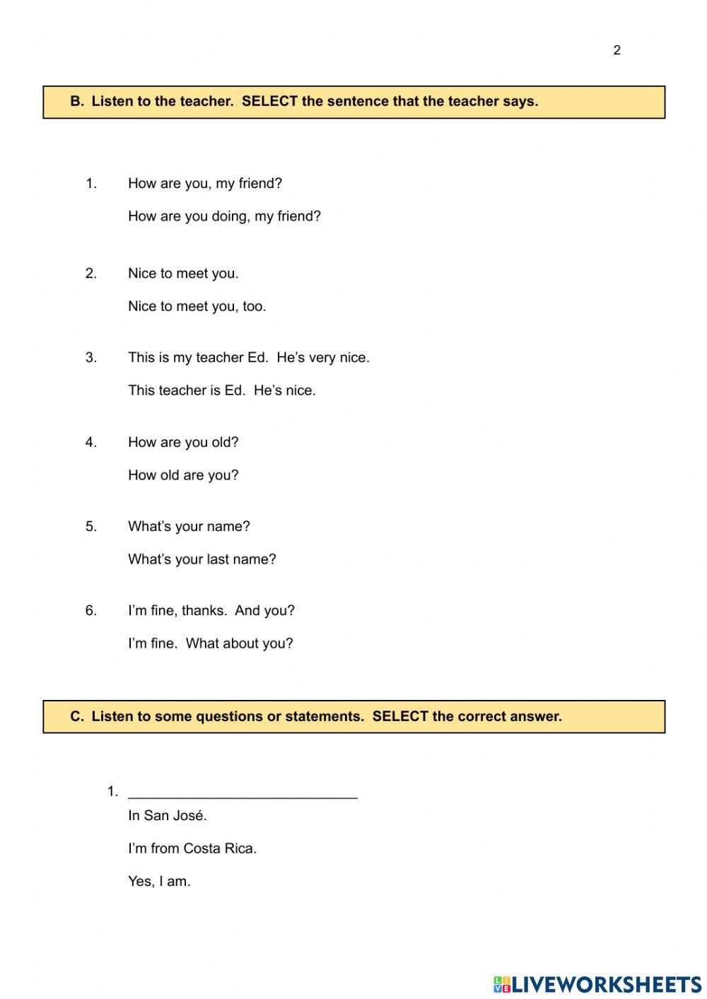 LISTENING SECTION - SEI - 7th GRADE (SP)