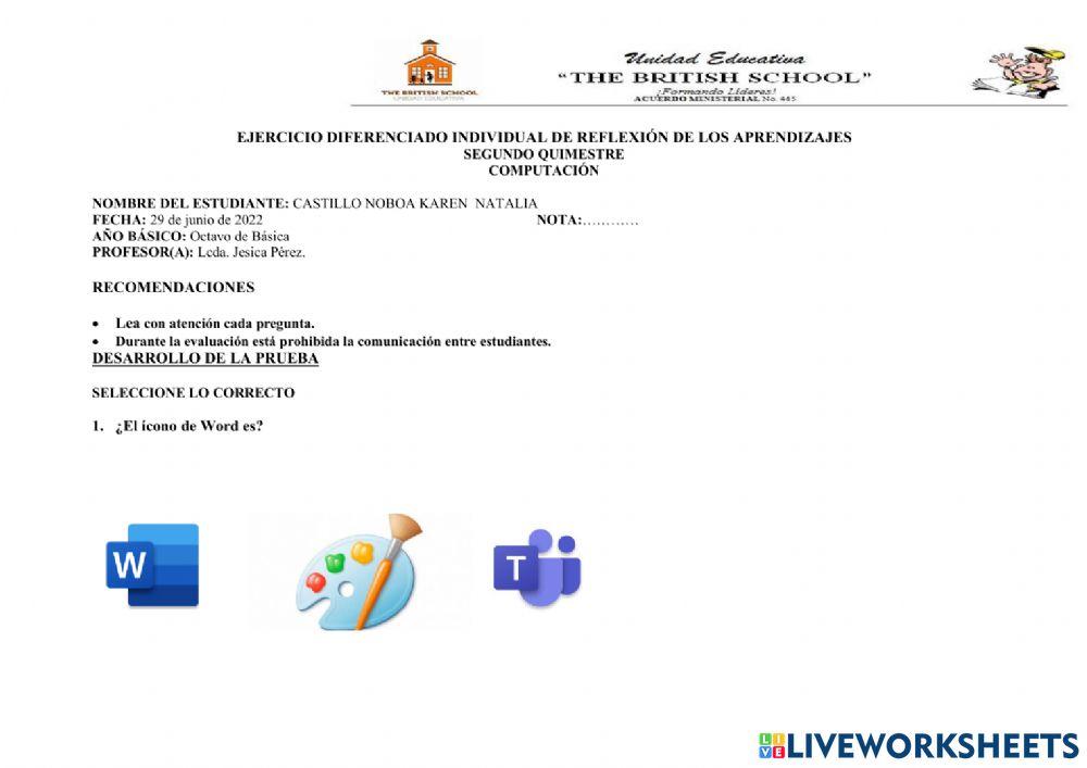Ejercicio diferenciado individual de reflexión de los aprendizajes