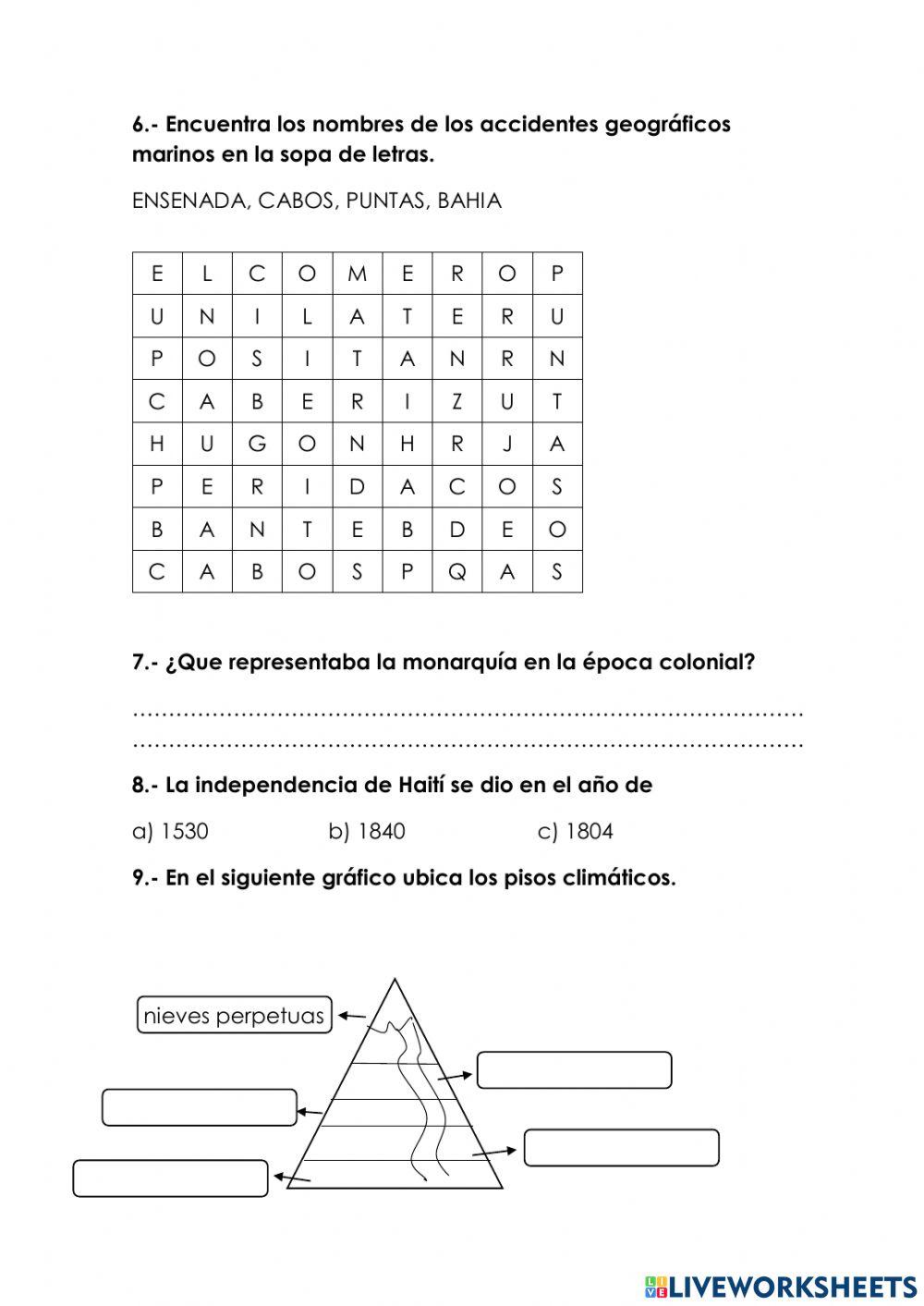 Examen de estudios sociales