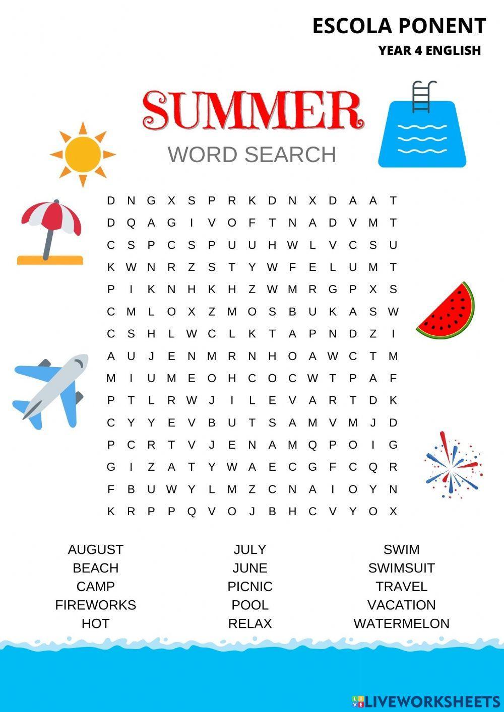 Summer wordsearch