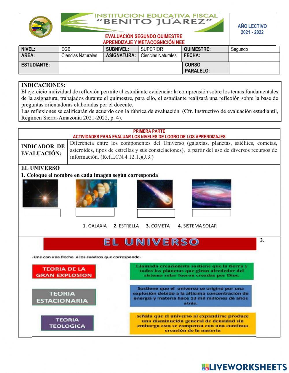 Nee evaluación de quimestre