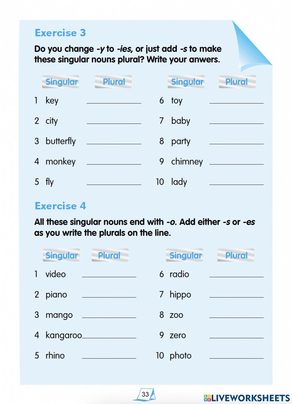 Singular and Plural Nouns