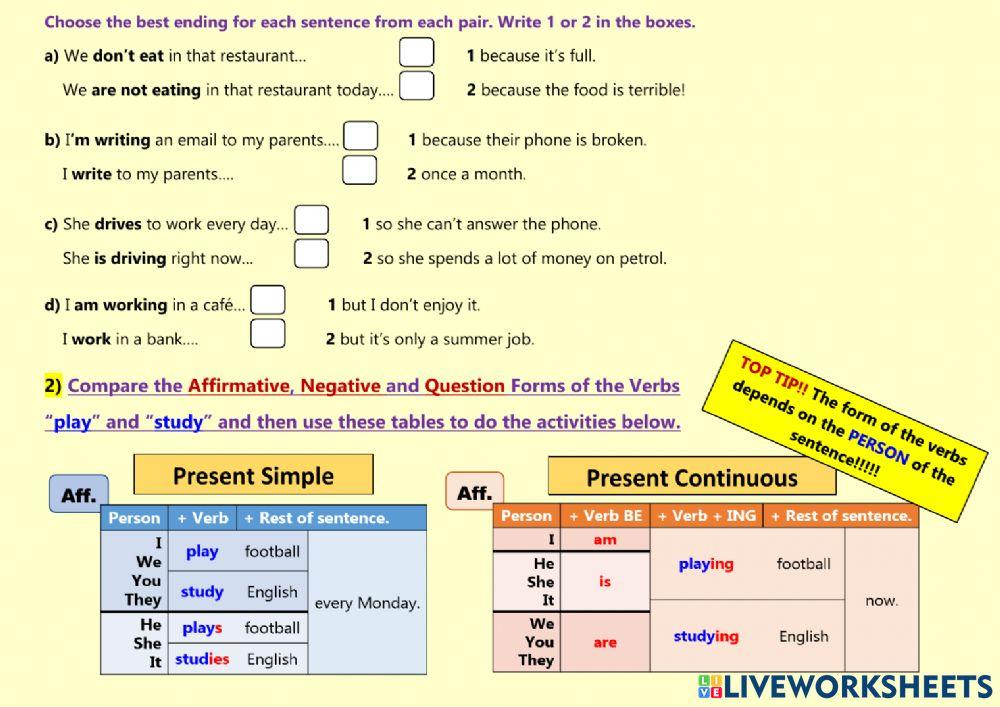 Present Simple vs. Present Continuous