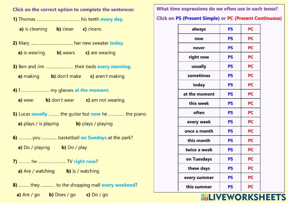 Present Simple vs. Present Continuous
