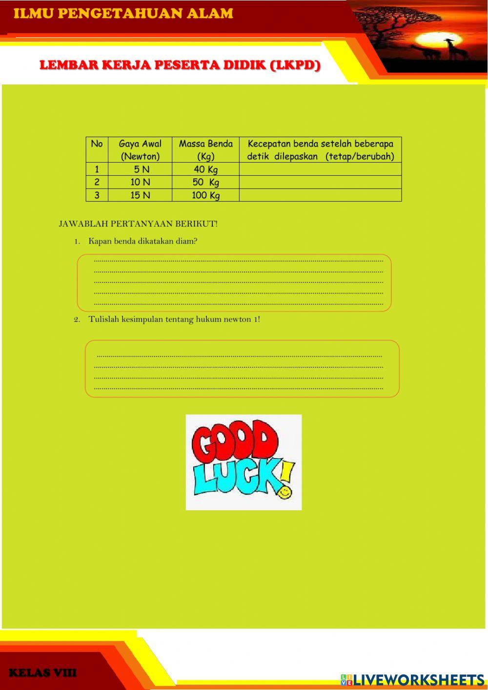 Lkpd Gaya dan gerak SMP