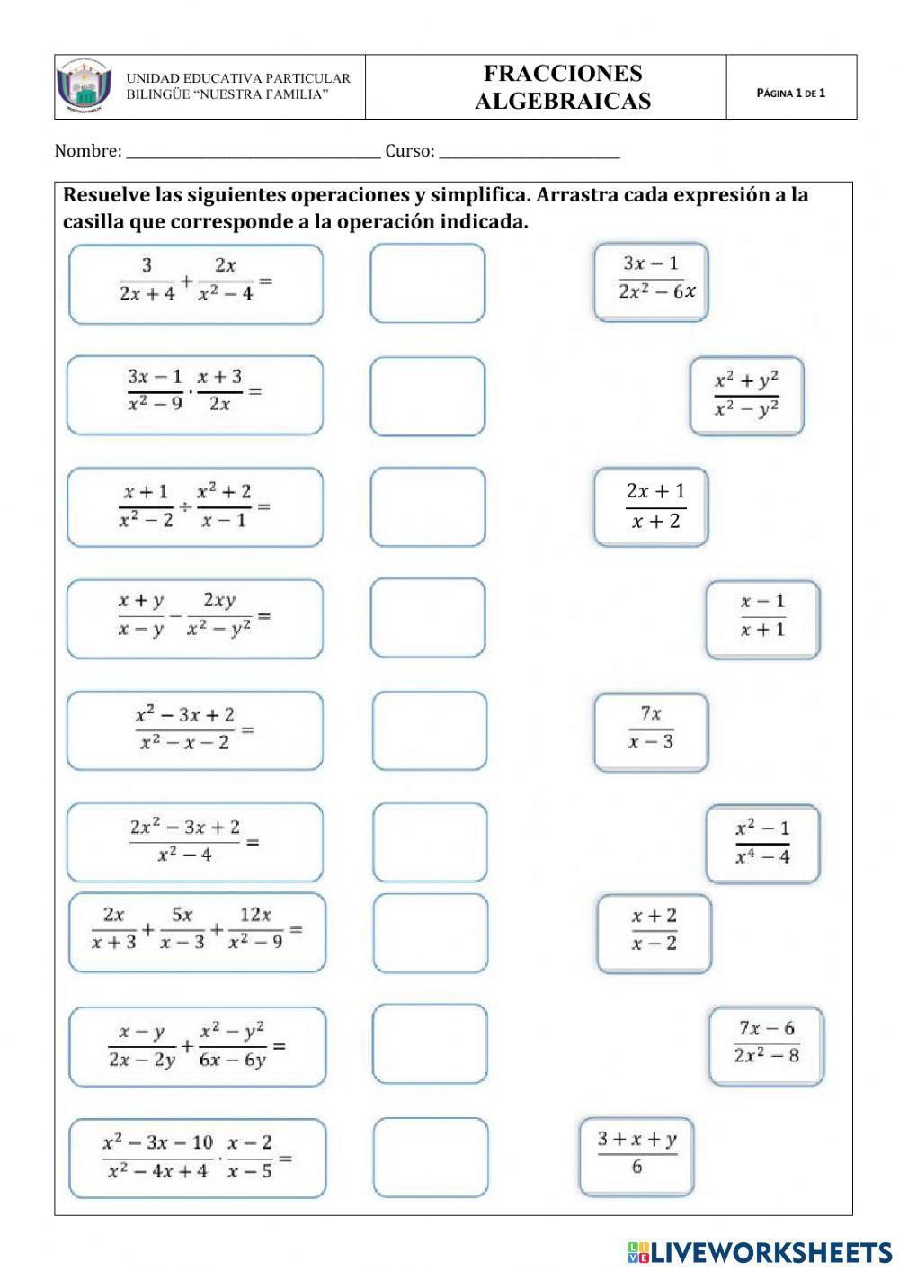 Fracciones Algebraicas