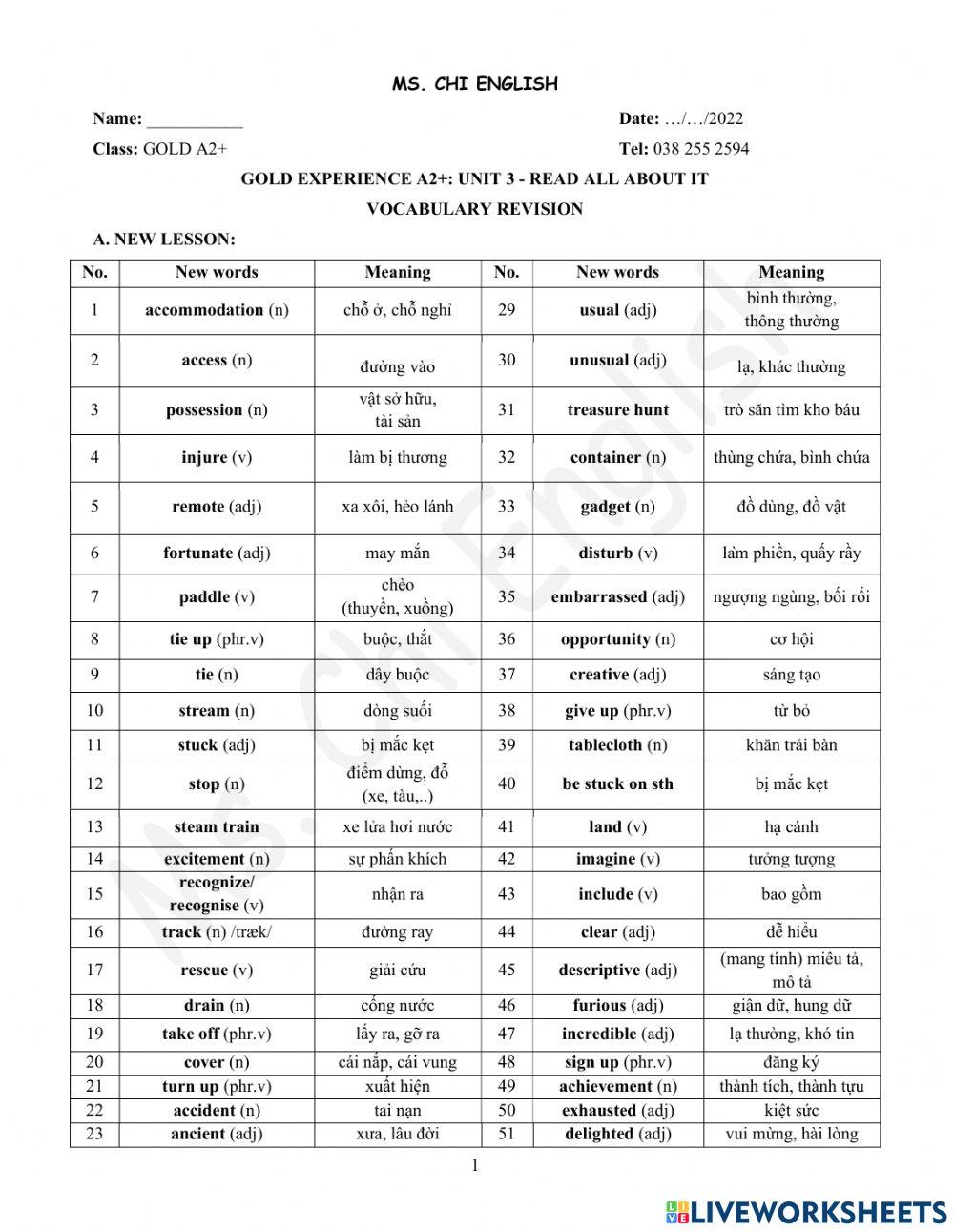 Foreign-Teacher-GOLDA2-U3-VOCAB