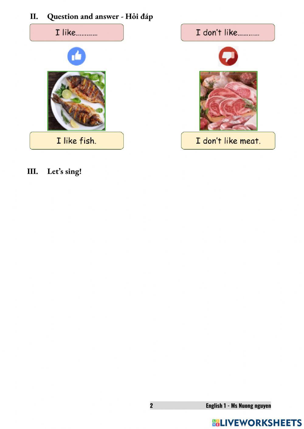 E1U10 I like fish -nuongnguyen