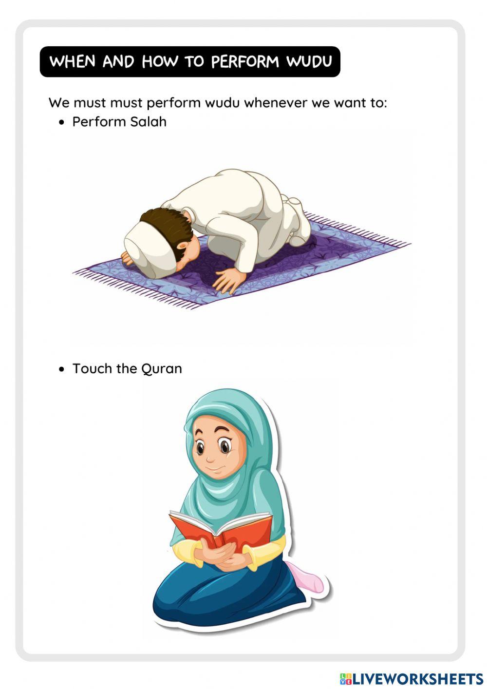 When and how to perform wudu worksheet live worksheets