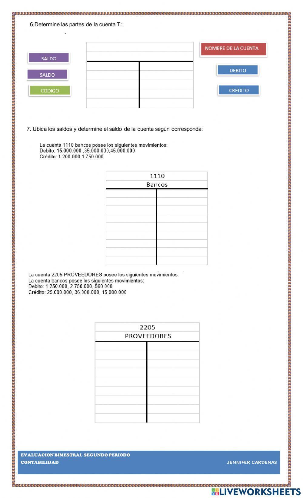 EVALUACION BIMESTRAL DE CONTABILIDAD 2P