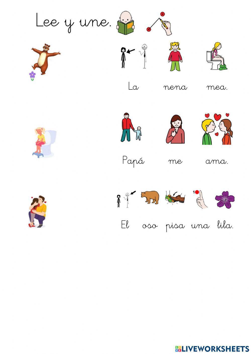 Identificar verbos con p, l, m, s.