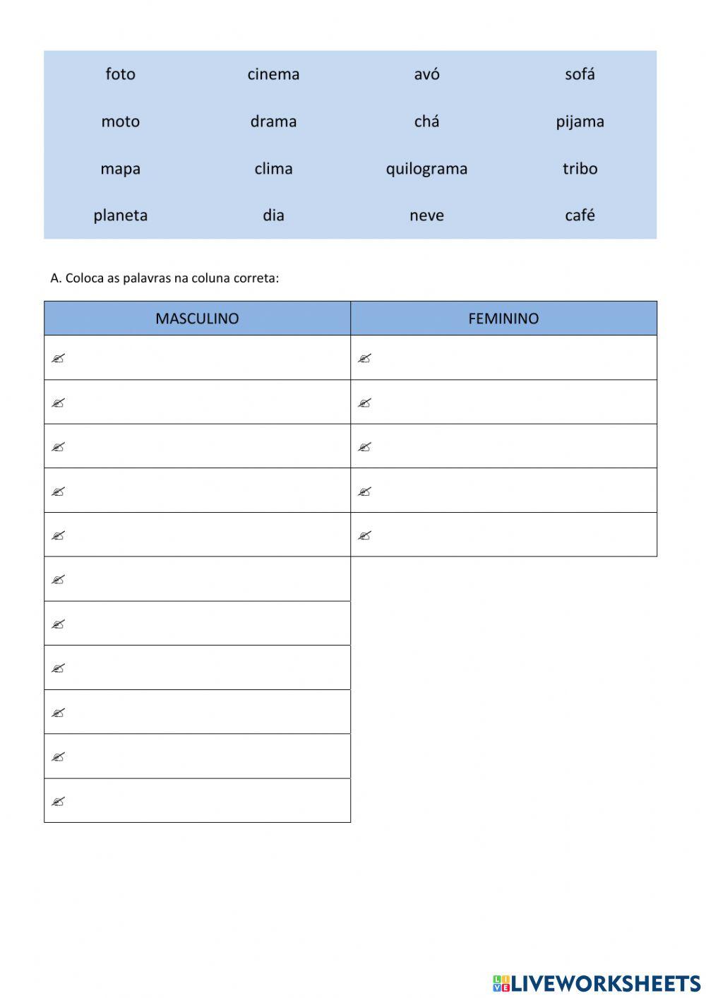 Masculino ou Feminino