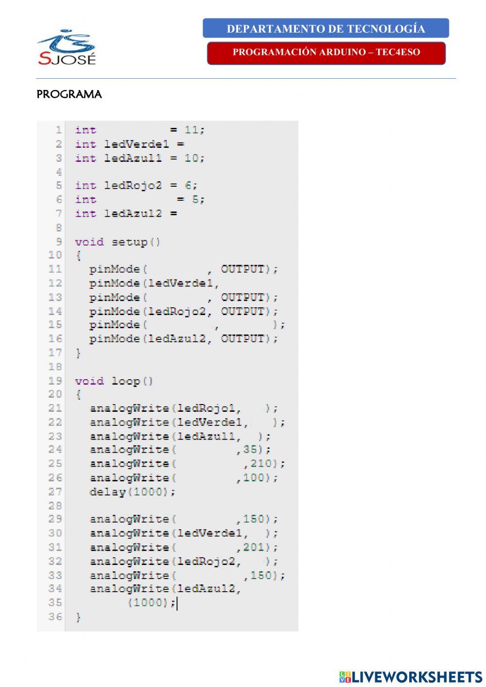 Práctica Programación Arduino - 6 Práctica Programación Arduino - 6