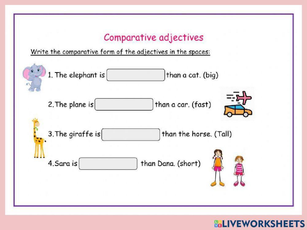 Graded adjectives. Comparatives Worksheets. Comparisons Worksheets. Comparative adjectives Worksheets. LIVEWORKSHEETS Comparatives.