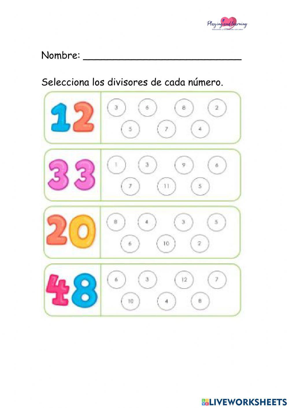 Divisores de números