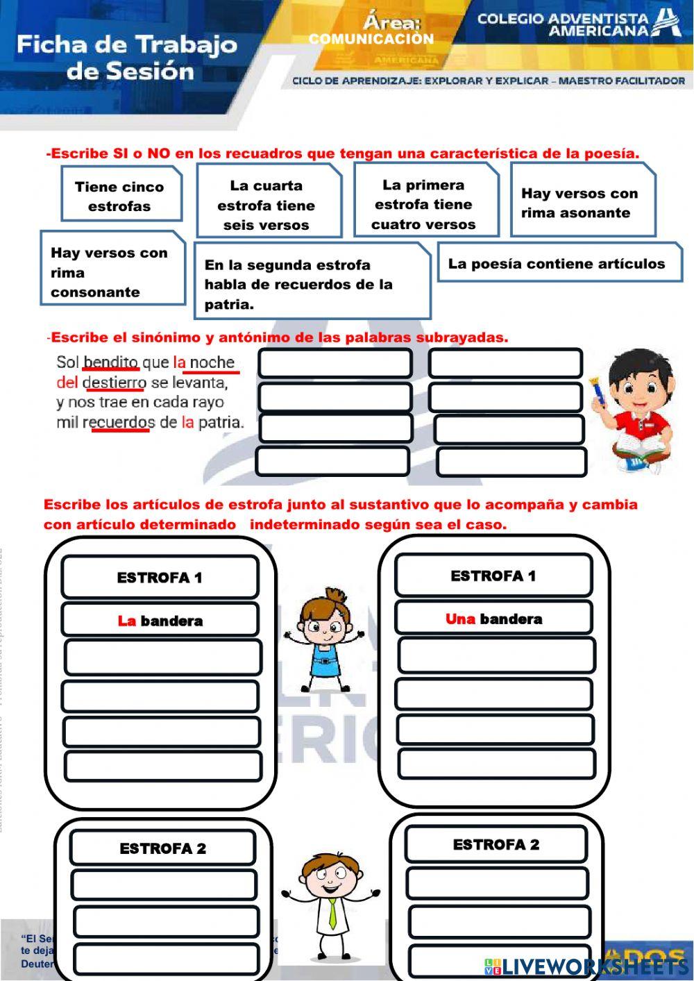 LEEMOS UNA POESIA Y RECONOCEMOS ARTÌCULOS