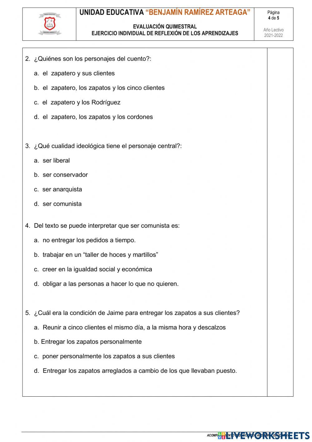 Examen del segundo quimestre