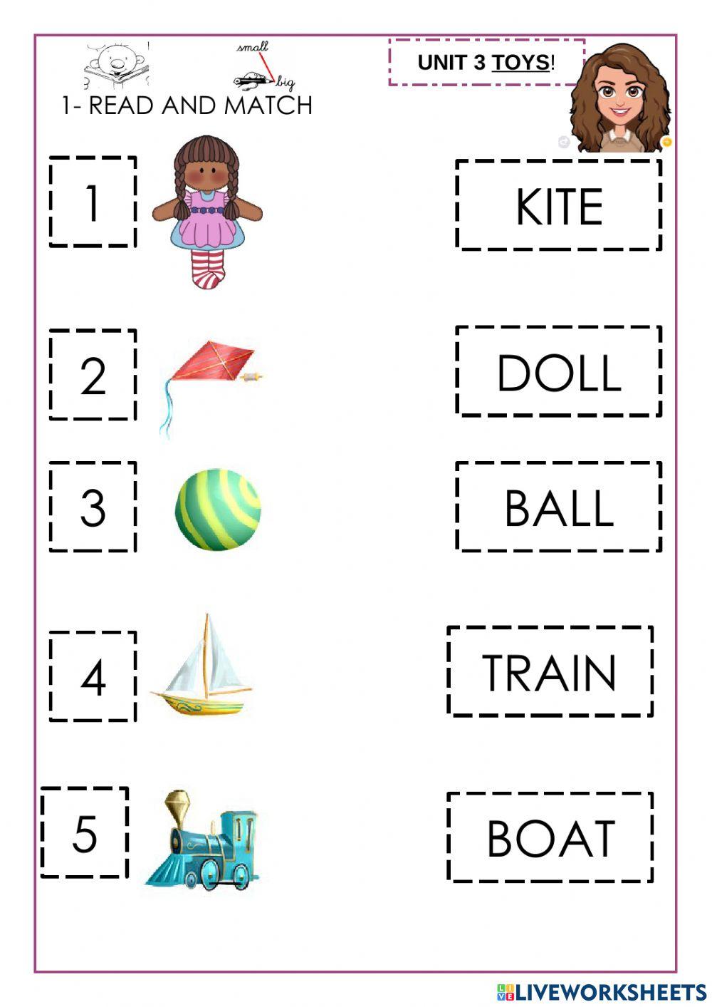 Toys online exercise for 1grade pre a starters live worksheets