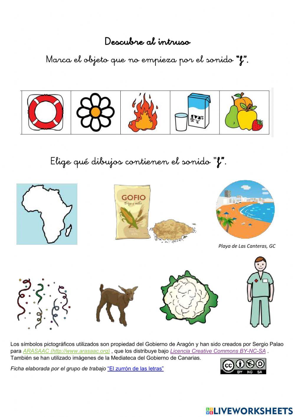 : Ficha interactiva para trabajar conciencia fonológica del sonido “f” (El zurrón de las letras)