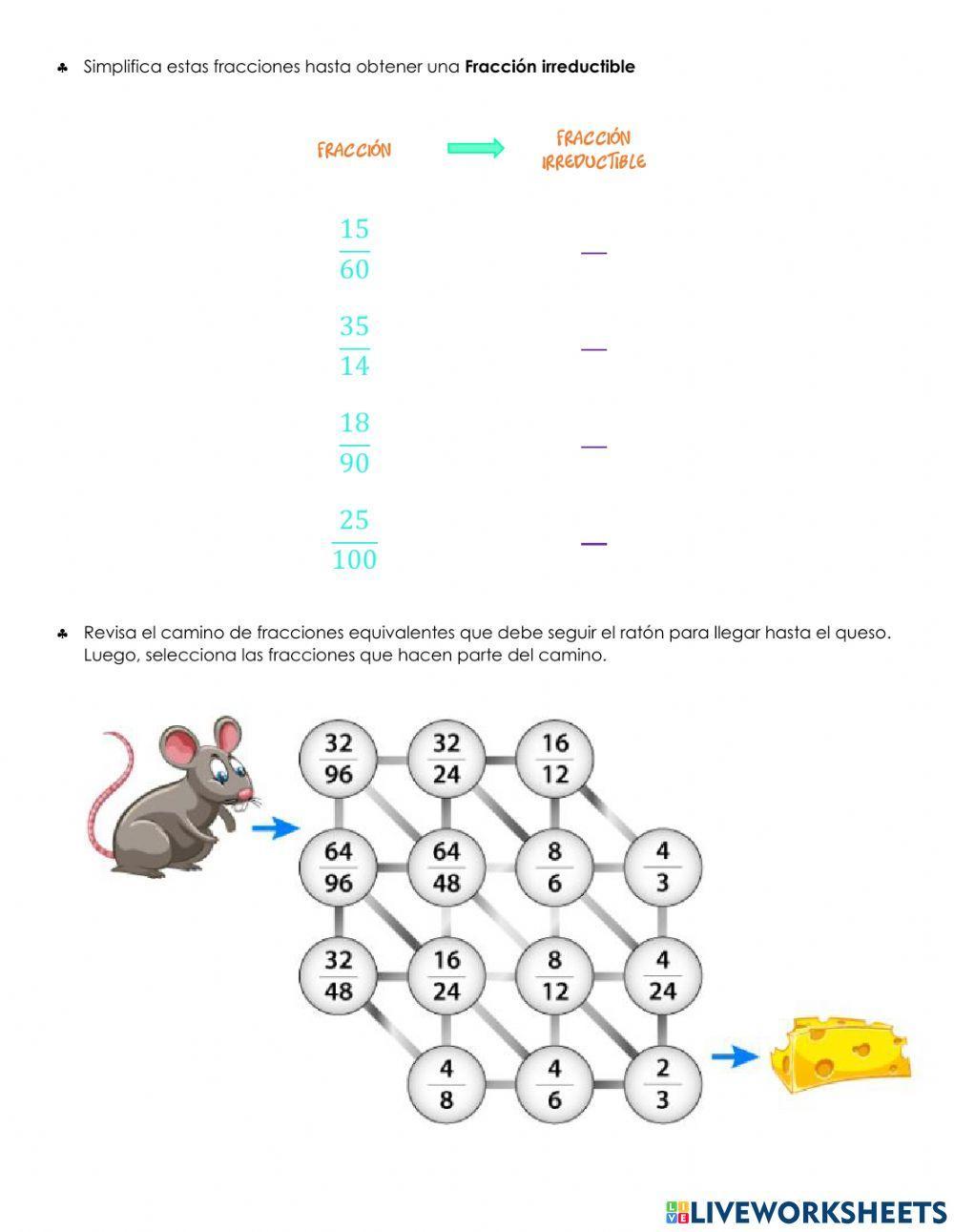 Simplificación y Amplificación de fracciones