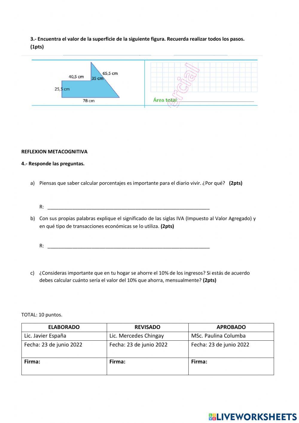 Evaluacion de matematica