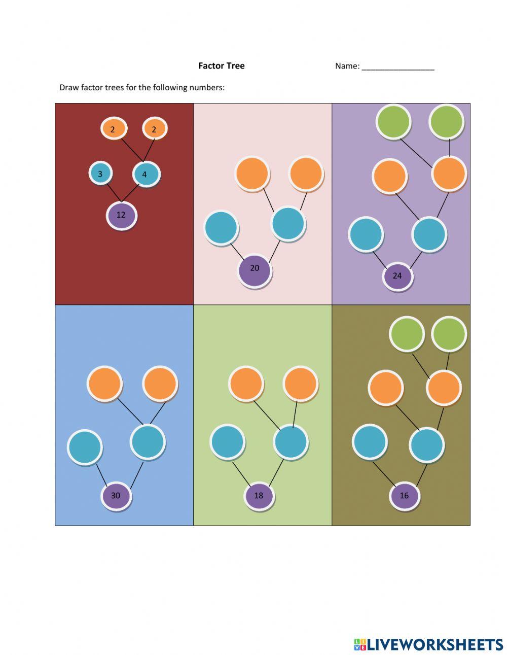 FACTOR TREE online exercise for | Live Worksheets