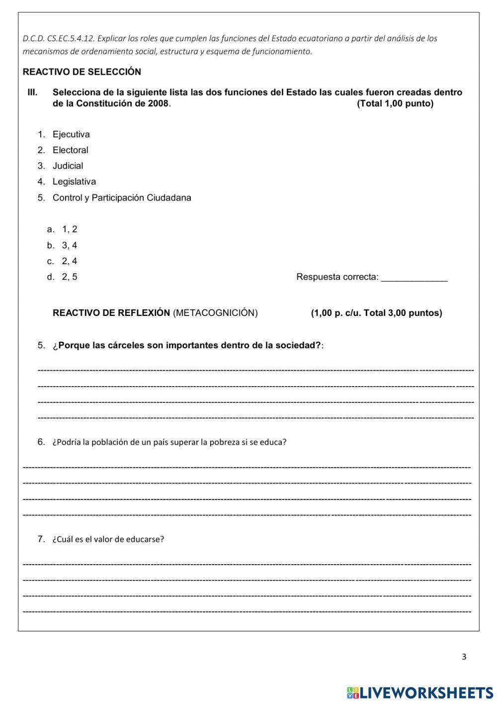 Examen ciudadania primero