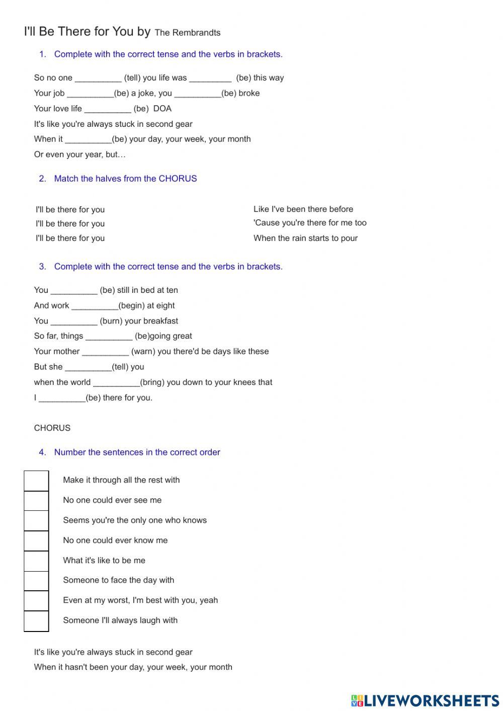 I'll be there for your- Song