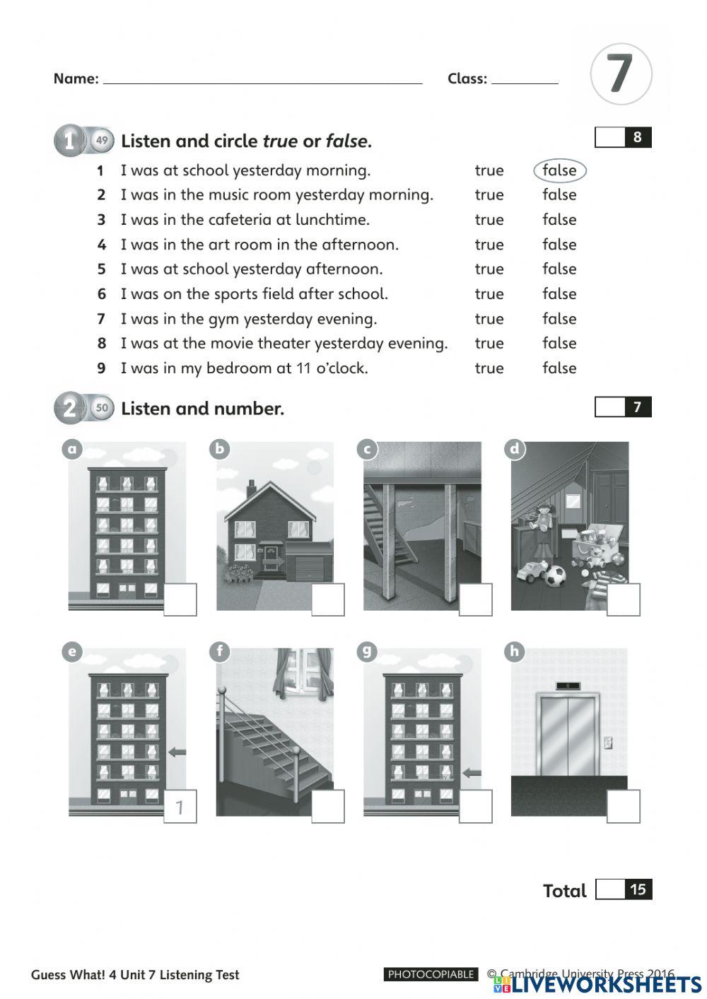 unit 7 online exercise for | Live Worksheets
